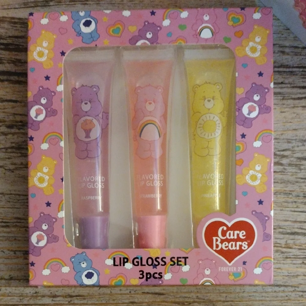 Care Bears Flavored Shimmer Lip Gloss Trio 💜 🩷 💛 🆕